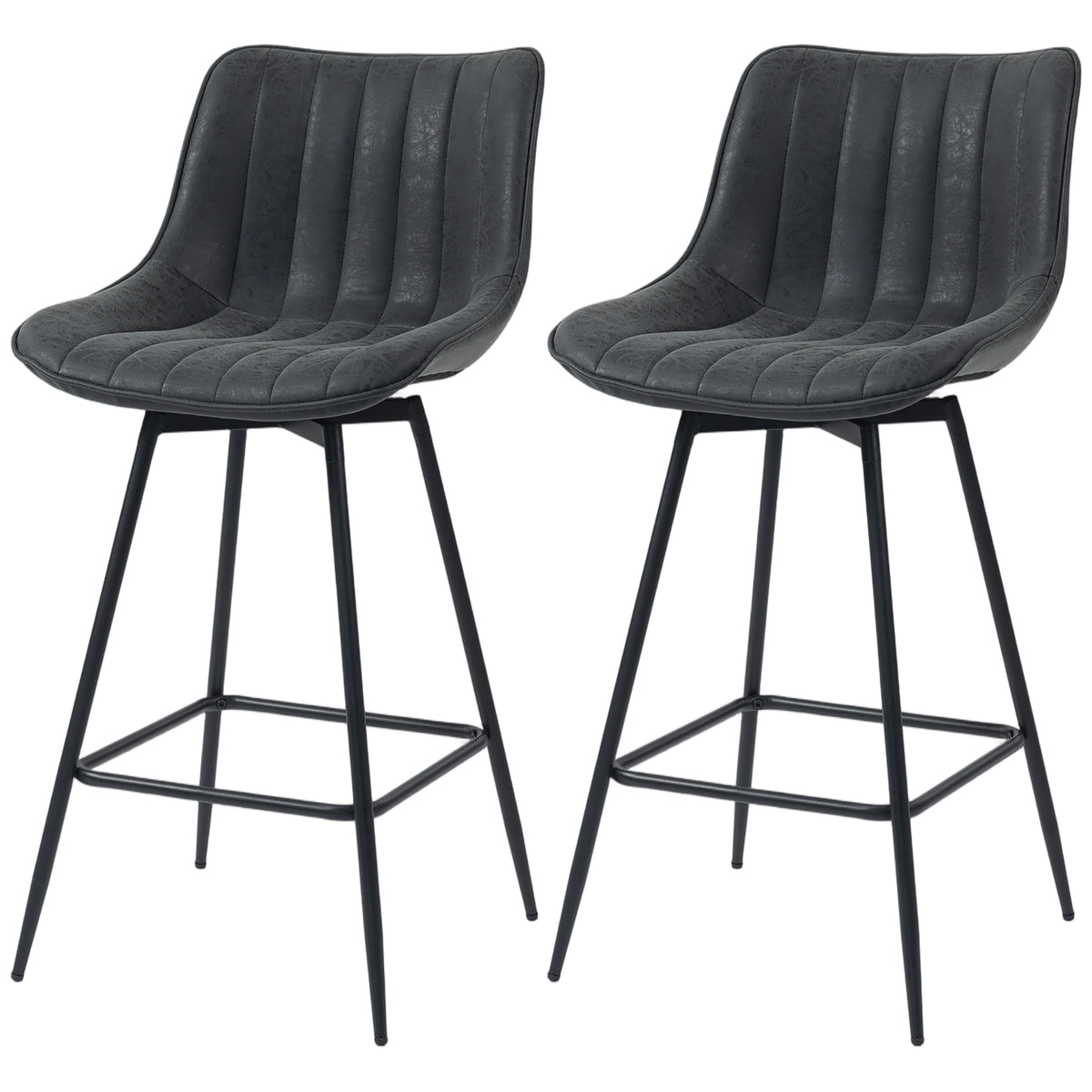 Barhocker 2er Set, 68 cm drehbare Tresenhocker mit Rückenlehne für Kücheninsel, Esszimmer, Schwarz