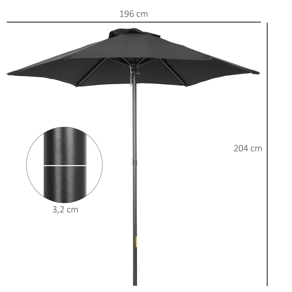 Sonnenschirm ?196 cm, sechseckig Balkonschirm f¨¹r Strand Balkon Garten, Schwarz