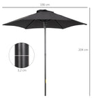 Sonnenschirm ?196 cm, sechseckig Balkonschirm f¨¹r Strand Balkon Garten, Schwarz