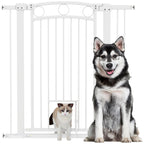 106cm Tall Dog Gate with Cat Door, 7cm and 14cm Extensions, for Stairs, Doorways, 76-104cm Width