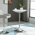 Bartisch moderner Esstisch höhenverstellbarer Bistrotisch Stehtisch Tresentisch Schreibtisch rund Metall ABS-Lackierung Weiß Ø61 x 76-97 cm