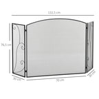 Funkenschutz für Kamine, 3 Paneele, klappbar, flexibel, Metall, schwarz, 132,5 x 76,5cm