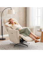 2 Motoren Relaxsessel Elektrisch Verstellbar Drehbar Creme