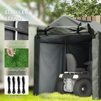 2.2 x 1.6 m Garden Storage Tent, Waterproof Anti-UV Bike Tent with Roll-up Zipper Door, Galvanised Outdoor Storage Shelter Carport for Bike, Motorbike, Garden Tools, Dark Grey