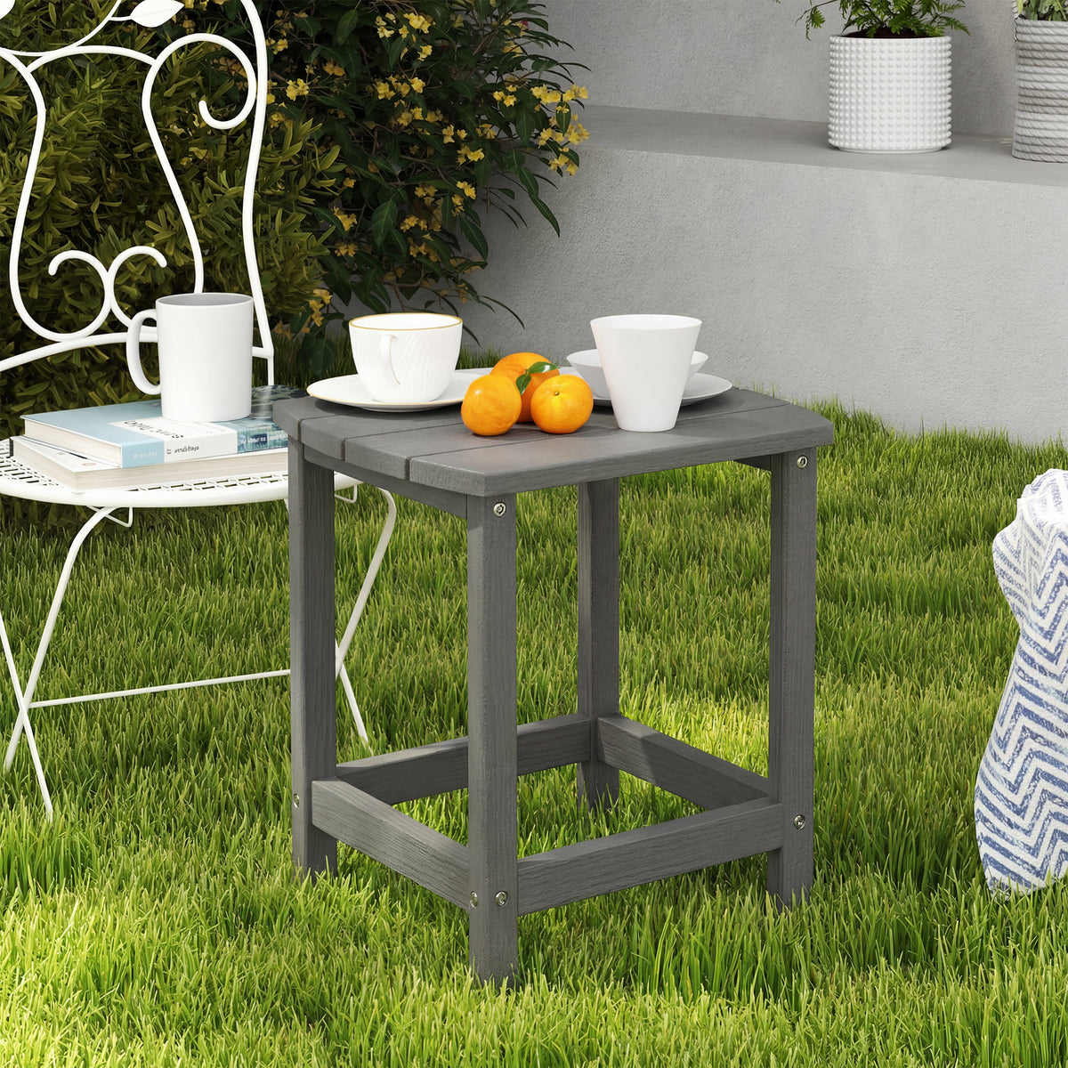 Outdoor Side Table, Garden Coffee Table, All-Weather Adirondack Side Table for Garden, Beach, Indoor Outdoor, Grey