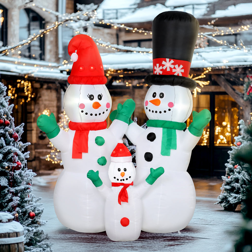 Aufblasbar Schneemann Familie, 1,8 m Weihnachtsdeko mit LED-Beleuchtung für Innen- und Außenbereich