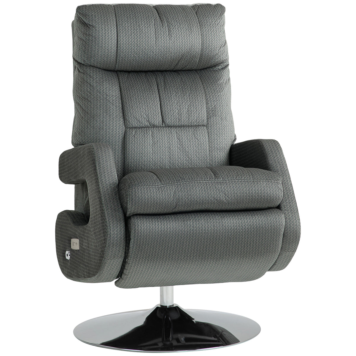 Recliner-Sessel, Elektrischer Polstersessel mit USB-Anschluss und Fu?st¨¹tze, Samtoptik, drehbar, verstellbar, Grau