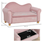 Kindersofa, Zweisitzer f¨¹r Kinder 3-5 Jahre, Stauraum, Naturholzrahmen, 84 x 41,5 x 48,5cm, rosa