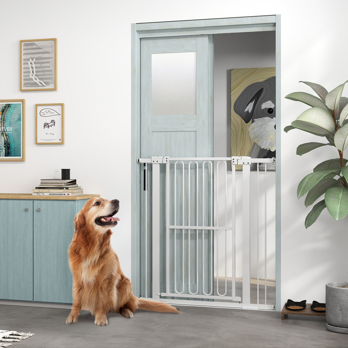 Türschutzgitter Hund, 76-104 cm Absperrgitter ohne Bohren, Treppengitter