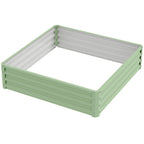 Square Raised Garden Bed Box with Weatherized Steel Frame for Vegetables, Flowers, & Herbs, 120 x 120 x 30cm, Light Green