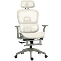 B¨¹rostuhl, Ergonomischer Schreibtischstuhl mit Netzstoffbezug, verstellbar, rollbar, mit Armlehnen, Kopfst¨¹tze, Beige