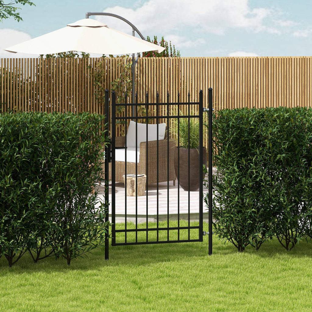 Gartentor, Schloss und Schl¨¹ssel, dekorative Spitzen, rostfreier Stahl, 107x204cm, Schwarz