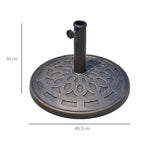 14 kg Round Garden Parasol Base Holder Decorative Resin Umbrella Stand with Adjustable Coupler for Outdoor Patio Market, Bronze Tone