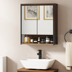 H?ngender Spiegelschrank f¨¹r Badezimmer, Badschrank aus MDF, Spanplatte, Braun