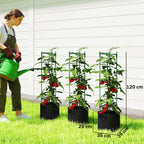 3 Packs Tomato Cages with 83.7L Grow Bags, 120cm Adjutstable Triangle Plant Stakes Support Trellis with Planter Bags