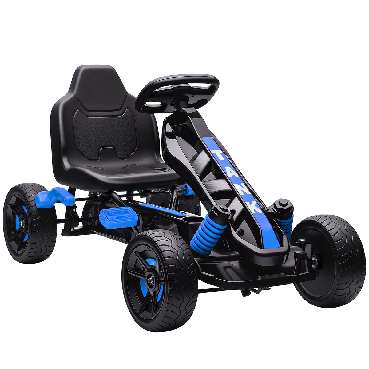 Pedal Go Kart for Kids Aged 3-6 Years, with Freewheel System, Brake, EVA Anti-Slip Wheels, Blue