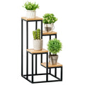 Pflanzenst?nder im Industrie Design mit 4 Regalen, Blumentreppe, 34 cm x 34 cm x 66 cm, Natur + Schwarz