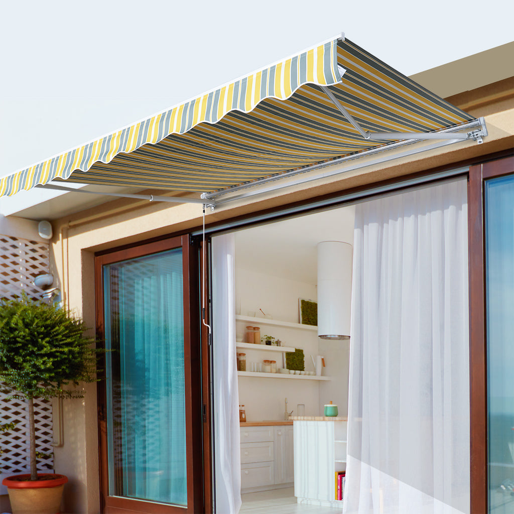 Markise Gelenkarmmarkise Sonnenschutz Handkurbel Balkon Alu Gelb Grau 2,95 x 2,45 m
