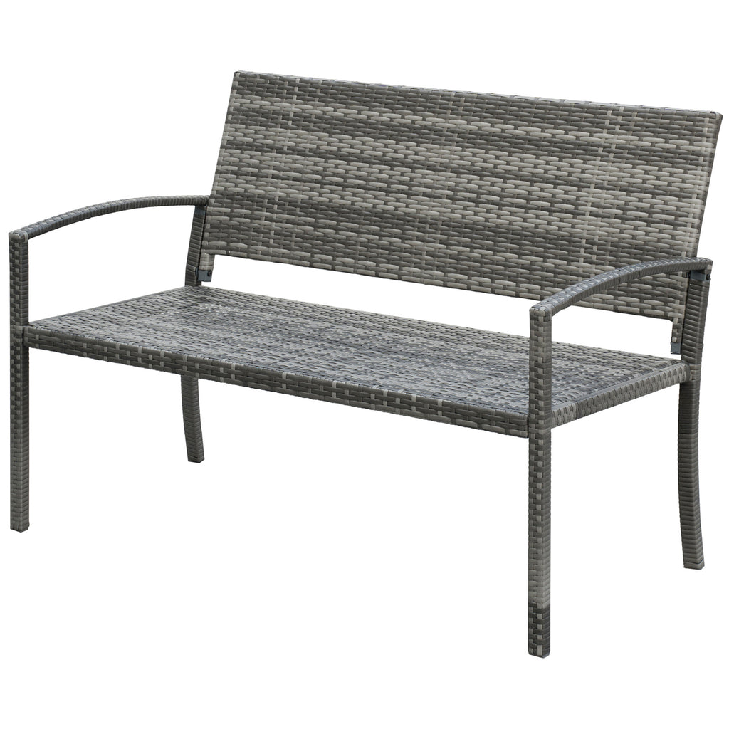 Gartenbank, in Rattanoptik, mit Stahlrahmen, für 2 Personen, grau, 122 x 60 x 85cm