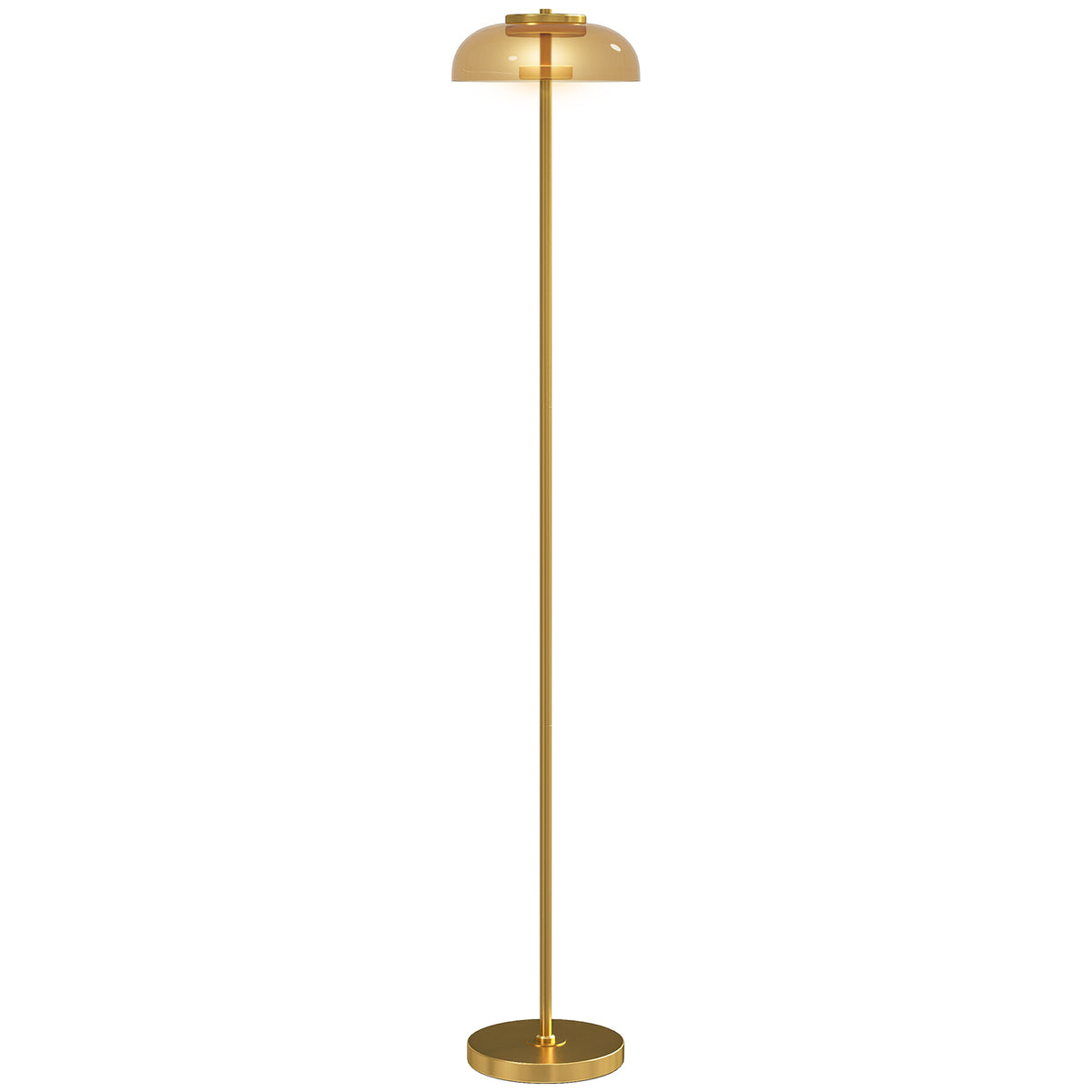 LED Stehlampe Wohnzimmer, Stehleuchte mit 3000 K warmem Licht, Fußschalter, 25 x 25 x 134 cm, Messing