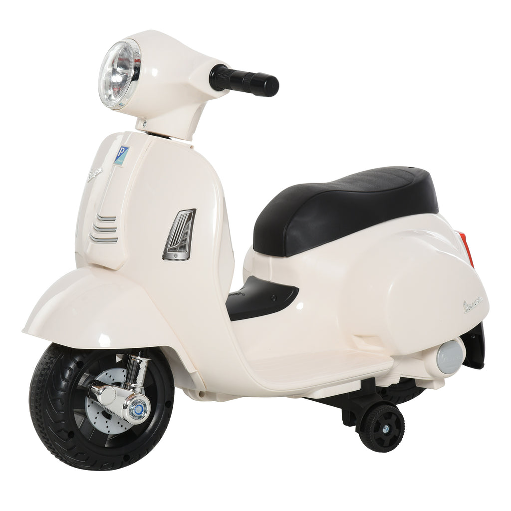 Elektro Kindermotorrad Vespa Elektromotorrad mit LED-Licht, Sound, Kinder Elektro Motorrad für Kinder von 18-36 Monate Weiß