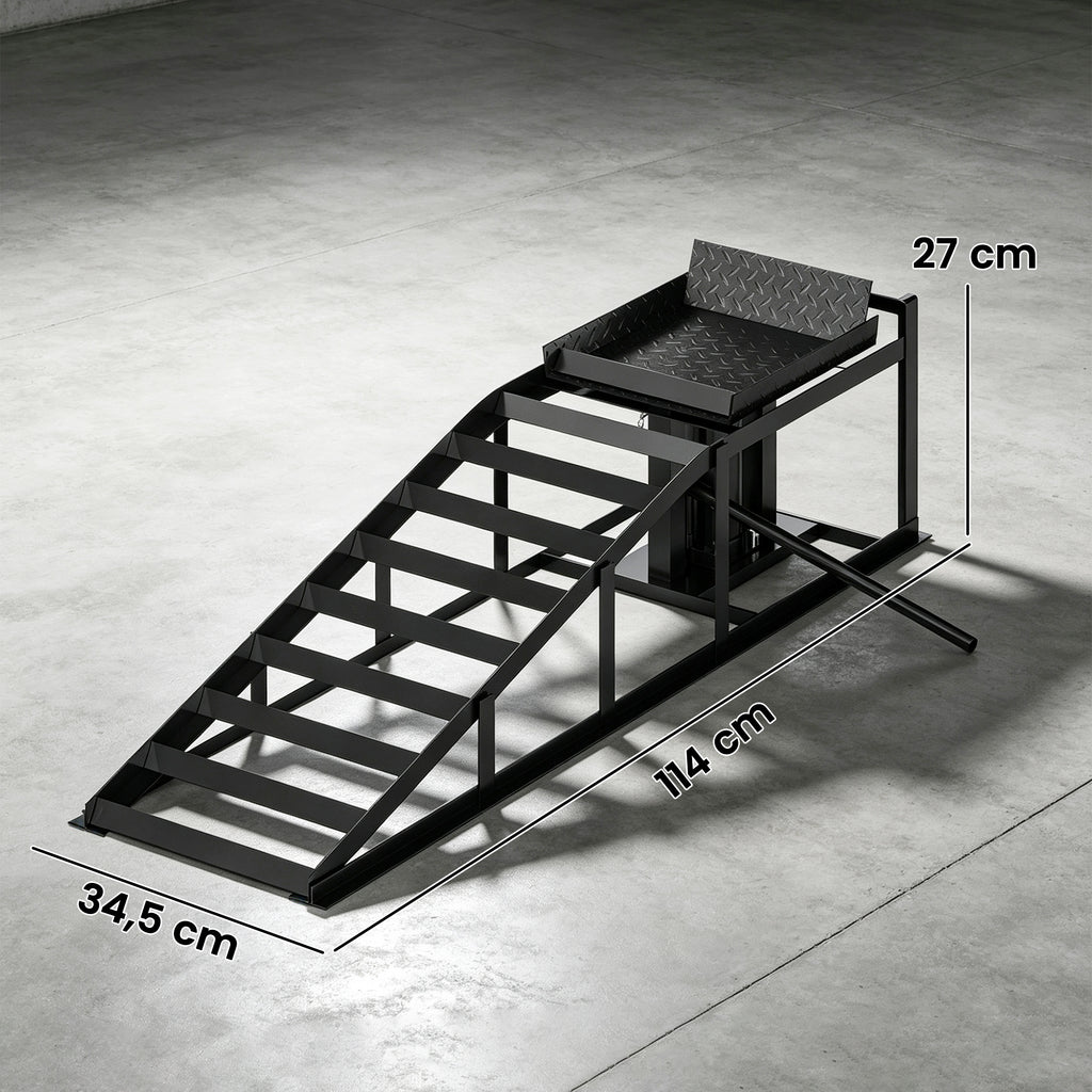 2er-Set hydraulische Auffahrrampe höhenverstellbar Schwellenrampe 3 t Tragkraft, Bordsteinrampe für Reifen bis 23 cm