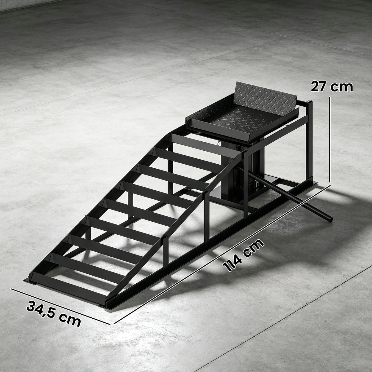 2er-Set hydraulische Auffahrrampe höhenverstellbar Schwellenrampe 3 t Tragkraft, Bordsteinrampe für Reifen bis 23 cm