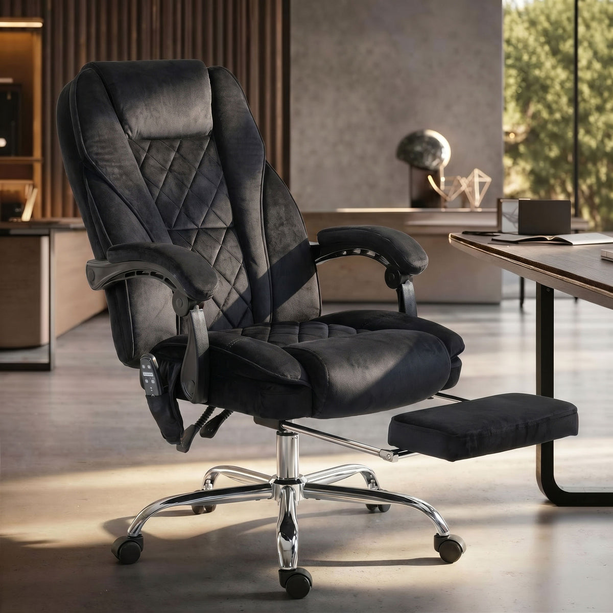 Bürostuhl Ergonomisch mit Vibrationsmassage und Wärme, Schwarz