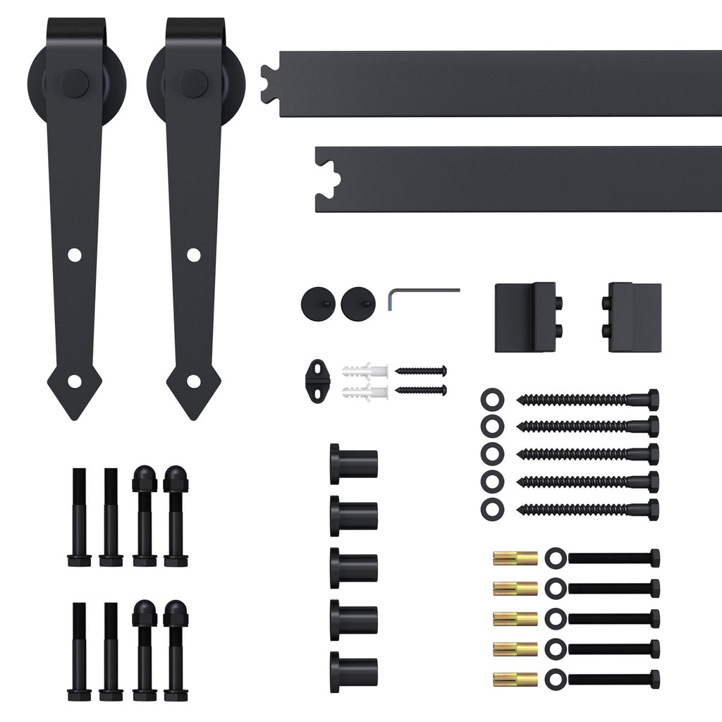 Schiebet¨¹r-Kit, rustikales Design, Kohlenstoffstahl, tr?gt bis zu 100 kg pro Paneel