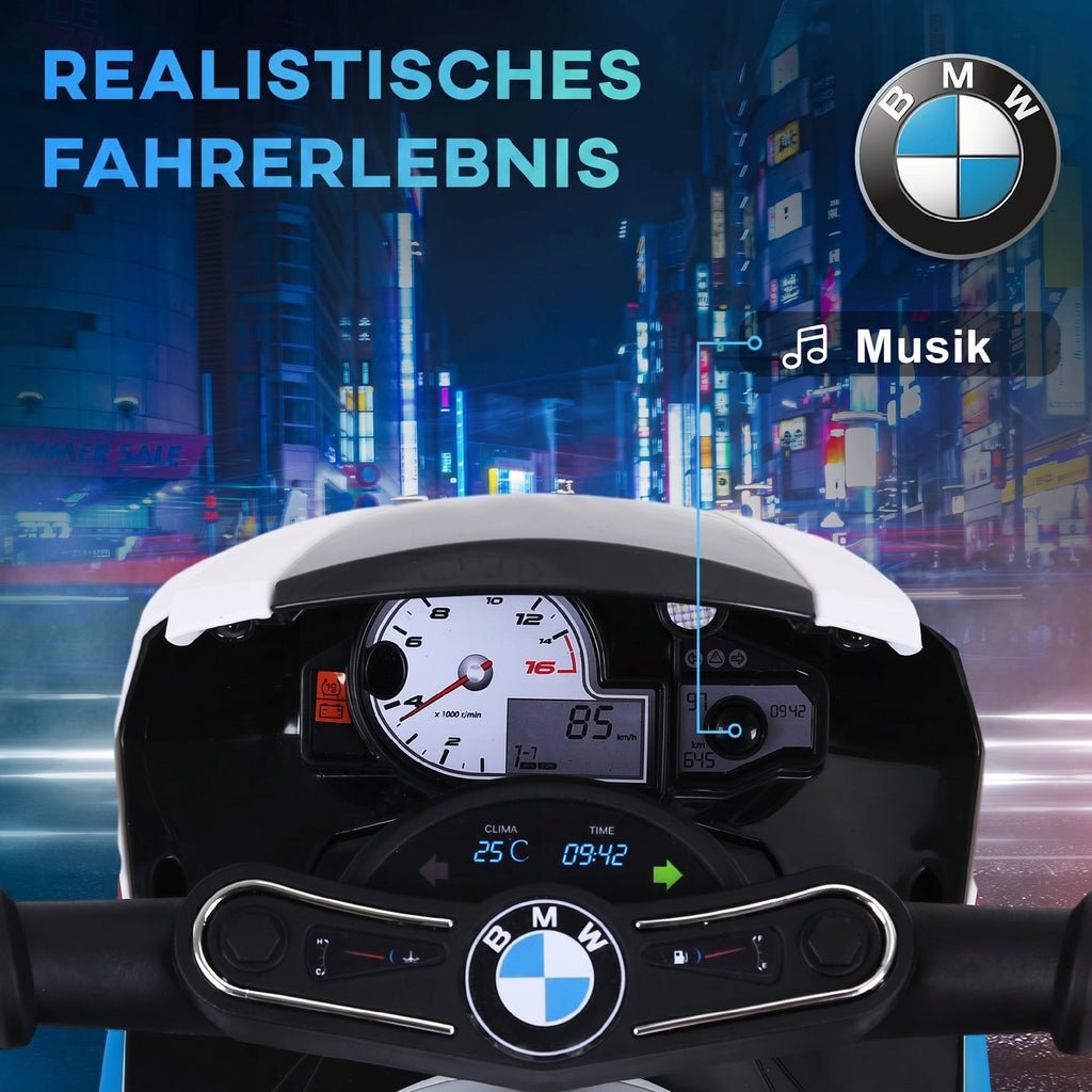 Elektro Motorrad Kinder BMW S1000RR 6V Elektromotorrad mit Scheinwerfer Musik 2,5 km/h für Kinder 18-36 Monaten Blau