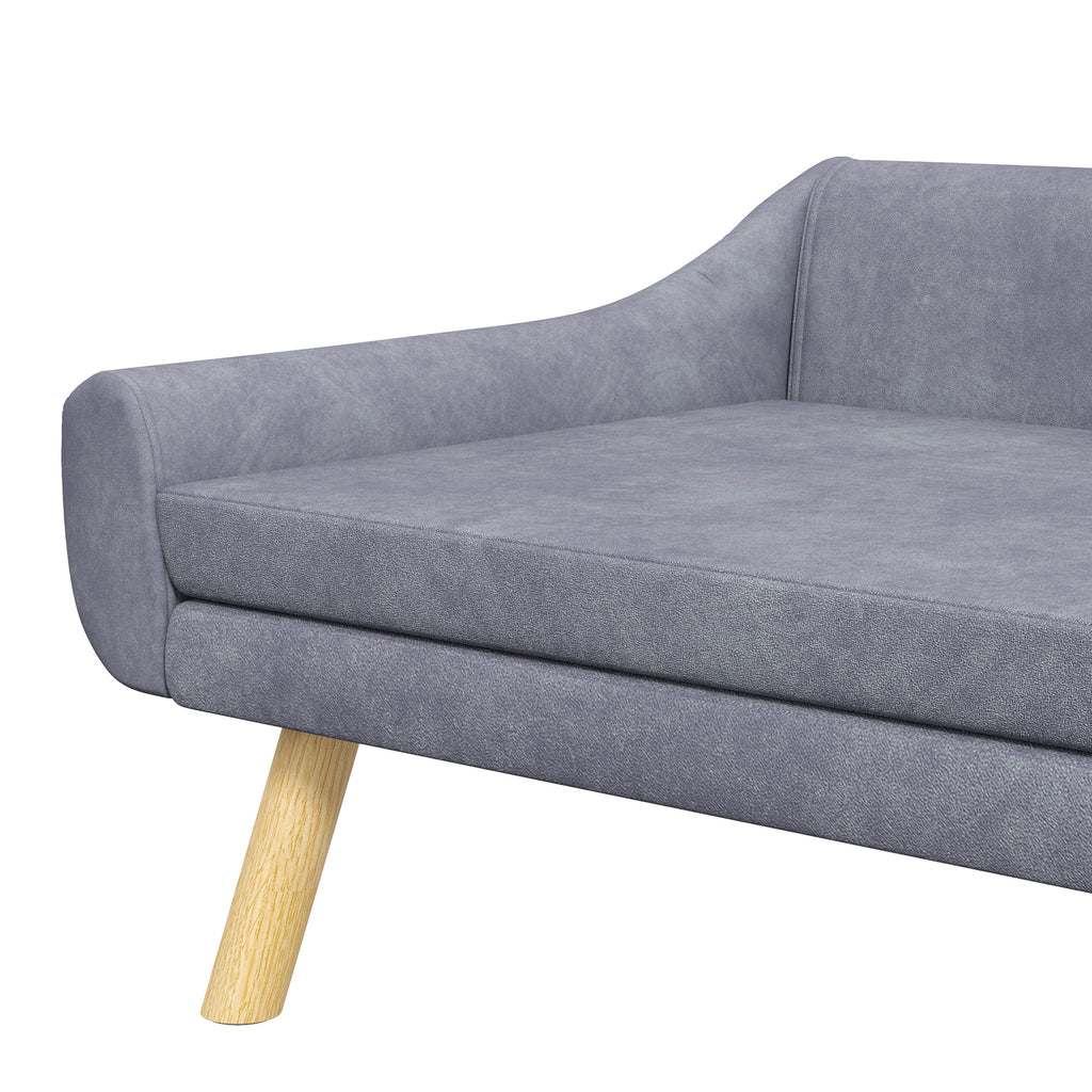 Haustiersofa Hundesofa, Skandidesign, abnehmbares Polster, Samtoptik, 102 cm x 58,5 cm x 42,5 cm, Grau + Natur