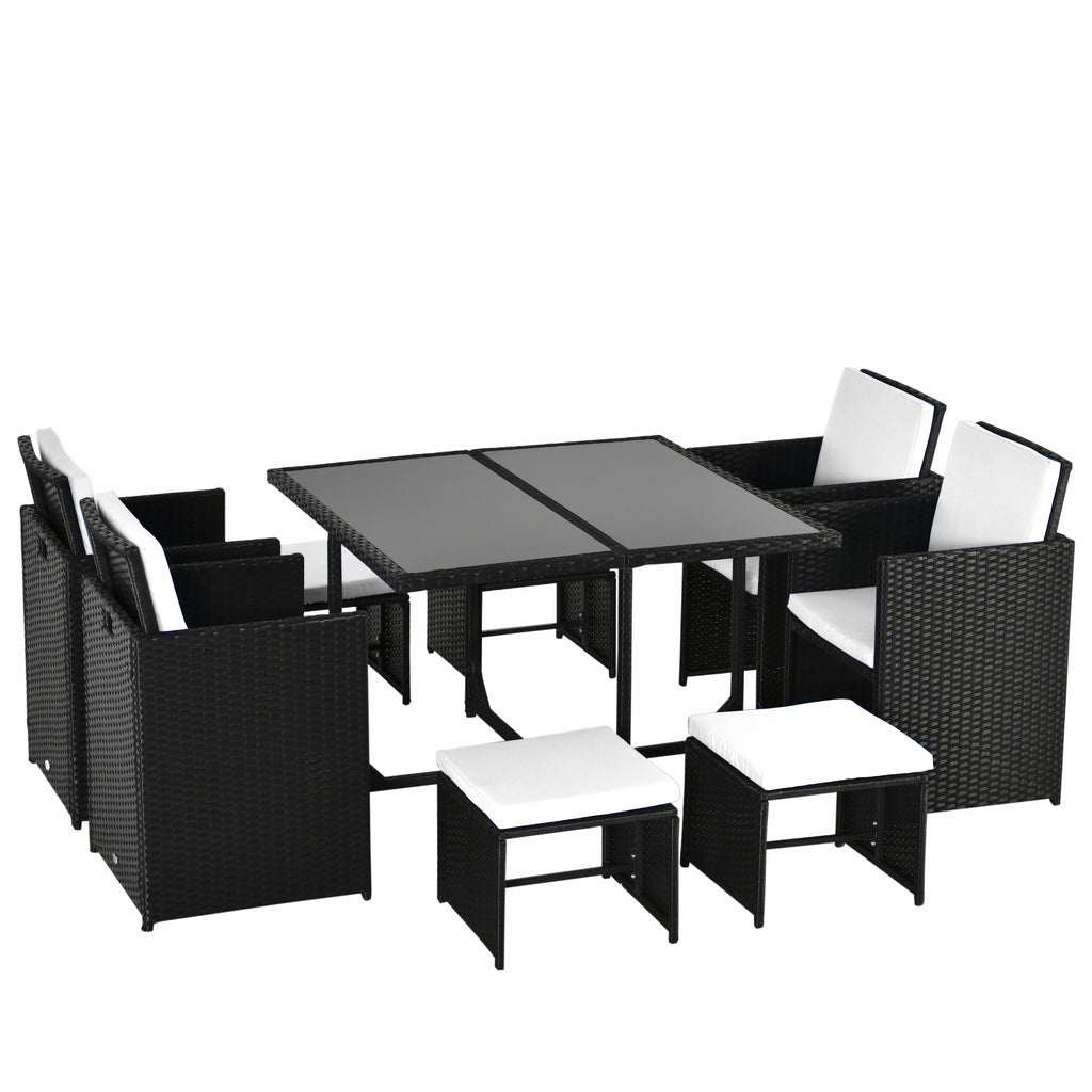 Sitzgruppe für 8 Personen Polyrattan Gartenset Sitzgarnitur Schwarz