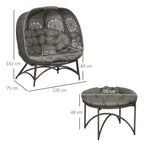 Gartenmöbel-Set, 2 Korbsessel mit Beistelltisch, faltbar, Sitzauflagen, Metallgestell, Farbe: Sand