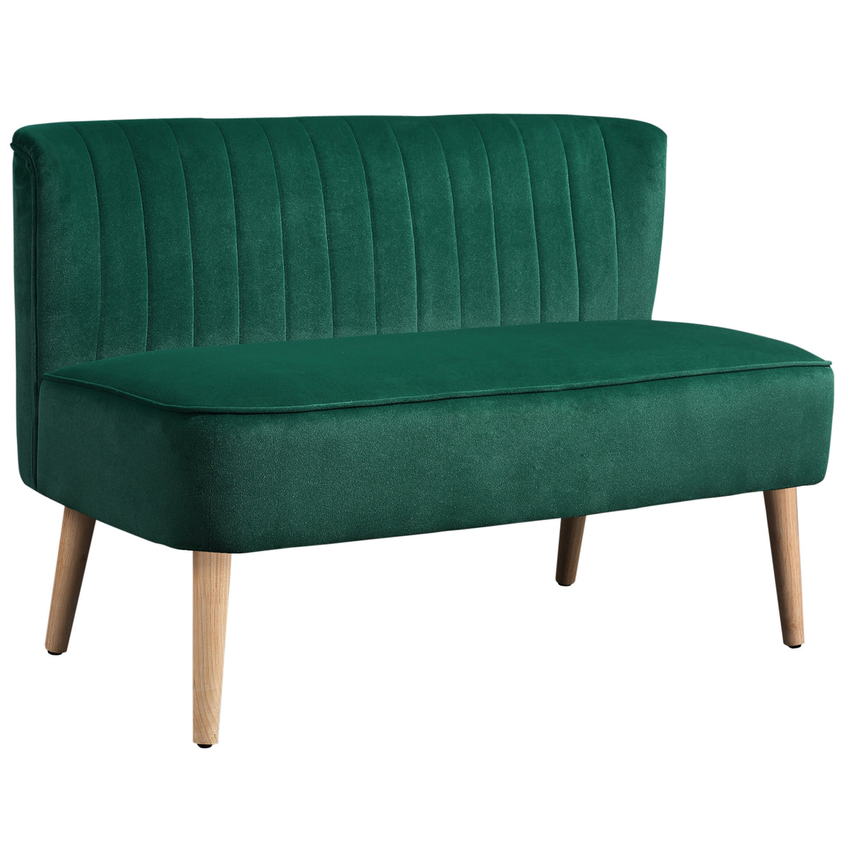 Sofa Retrodesign 2-Sitzer-Sofa, Holzbeine, 117 cm x 56,5 cm x 77 cm, Dunkelgr¨¹n