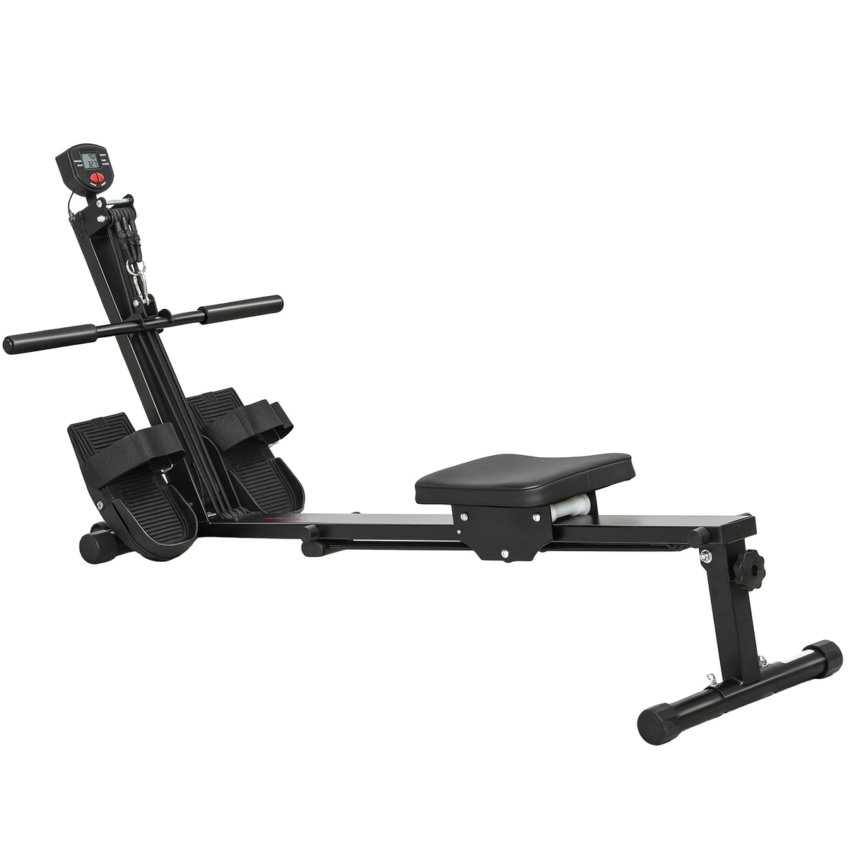Rudermaschine, Ruderger?t f¨¹r Zuhause, LCD-Monitor, Sitzkissen, 150 kg Belastbarkeit, leiser Betrieb, Stahl, Schwarz