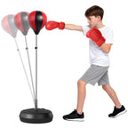 Punchingball Set 126-144cm Höhenverstellbar Boxstand mit Ständer Boxbirne Boxhandschuhen Pumpe Punching Bag freistehender Boxsack Speedball Boxen Standbox-Trainer für Erwachsene Jugendliche
