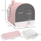 Hooded Cat Litter Box, Kitten Litter Tray, with Lid, Scoop, Filter, Flap Door, Pink