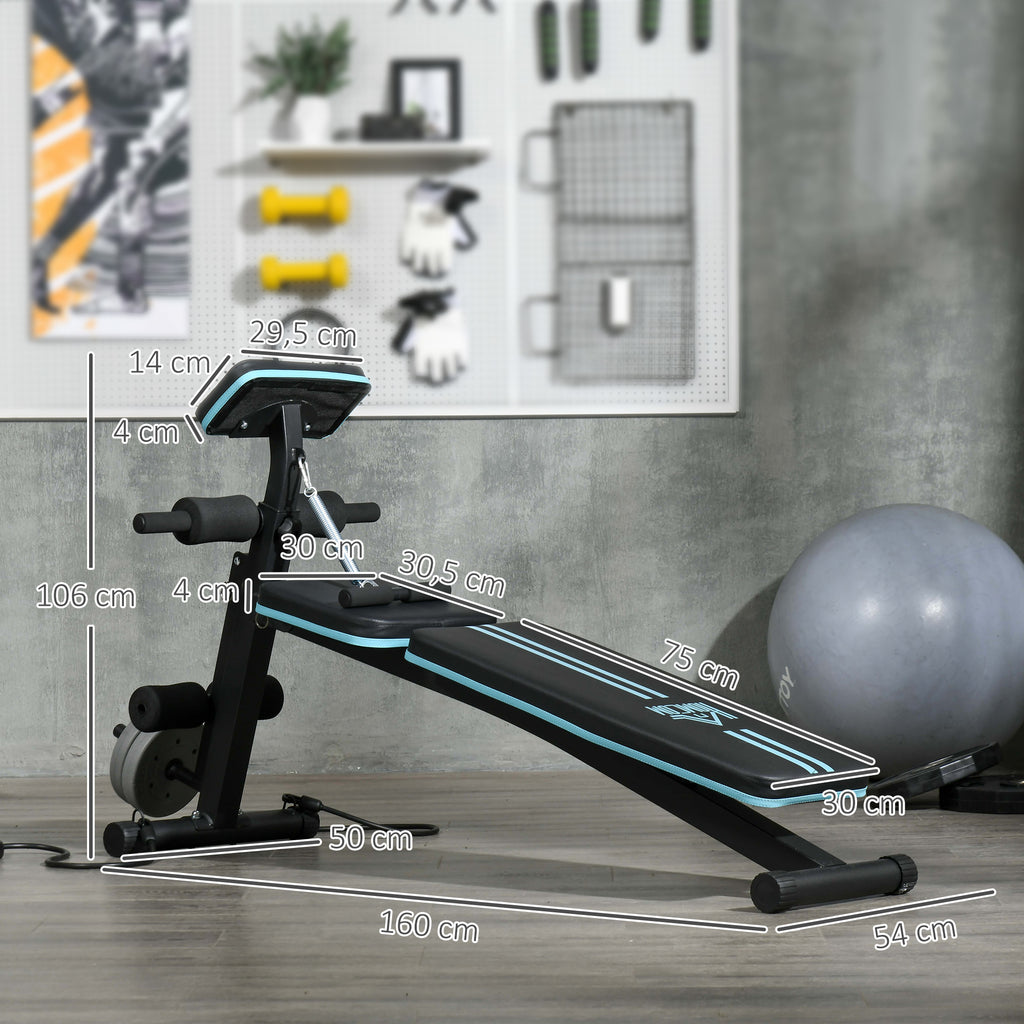 Foldable Weight Bench, Adjustable Strength Training Sit Up Ab Bench, Incline/Decline, Blue