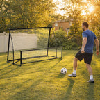 Rebounder für Fußball, 2-in-1 Zweiseitig Faltbar Prellwand mit Rückprallwand Netz, 200 x 94cm, Schwarz