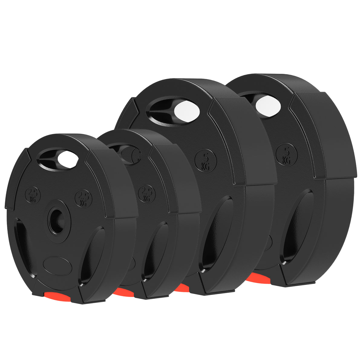 Weight Plates Set, with Two 5kg and Two 2.5kg weights, Black
