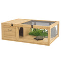 Tortoise House, Small Reptile Wooden House, with Mesh Roofs, Side Panels, for Turtles, Lizards, Geckos and Snakes