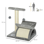  Cat Tree, Cat Tower for Kittens with Rotatable Top Bar, Sisal Scratching Post, Tunnel, Dangling Balls - Grey