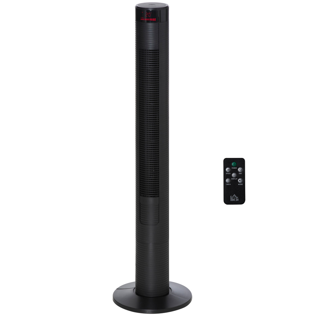 Turmventilator leise mit Fernbedienung 117 cm 70° Oszillierende Ventilator Standventilator mit 4 Modi, 3 Geschwindigkeiten, 12 Std.-Timer, LED-Anzeige, Schwarz