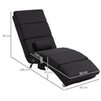 Massagesessel, Relaxsessel, Liegesessel mit 8 Vibrationspunkten, 5 Modi, 56 x 168 x 84 cm, Schwarz