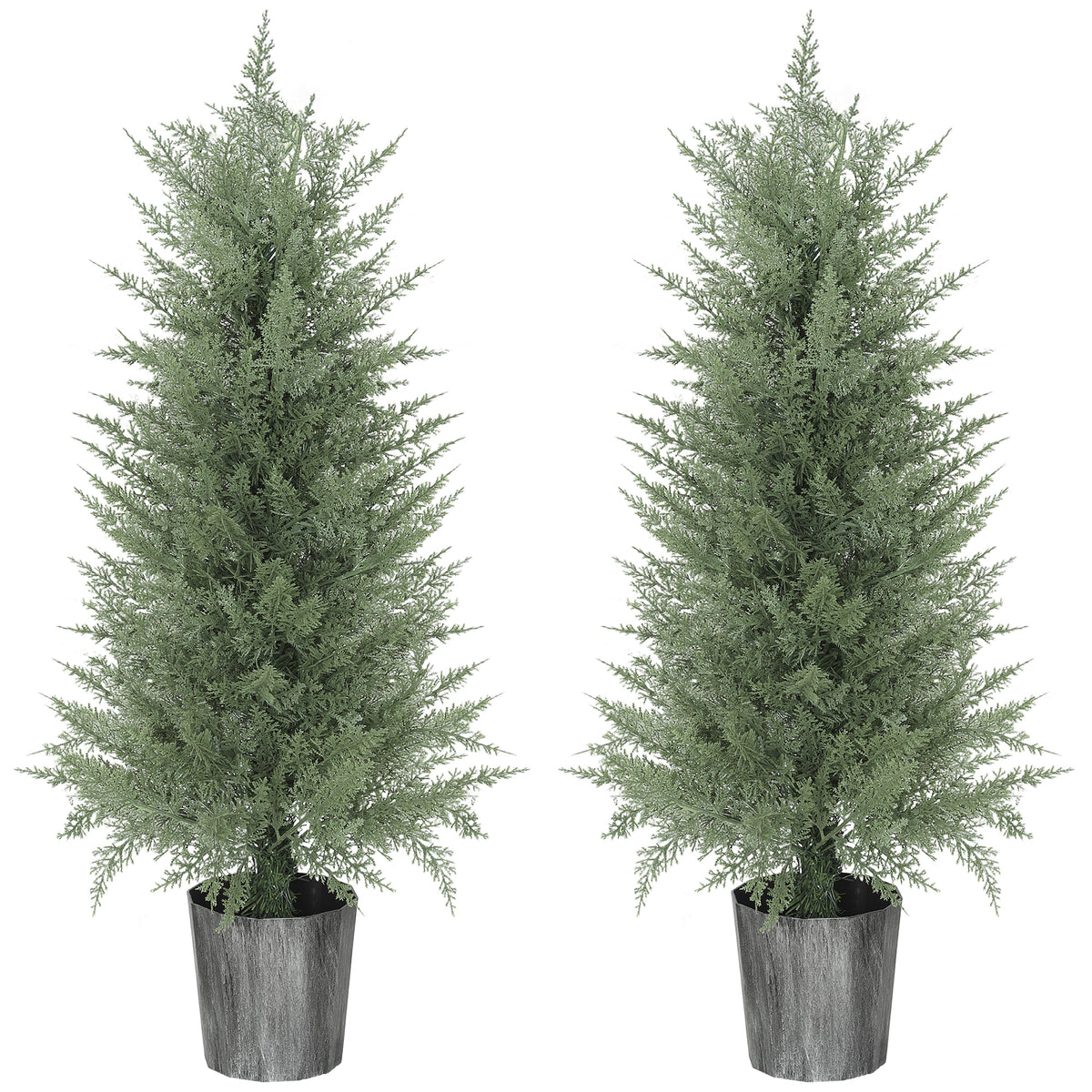 2er Set Künstliche Zypressenbäume groß 90cm Kunstpflanze, Plastik Künstliche Pflanzen im Topf 15 x 15 x 90 cm Grün
