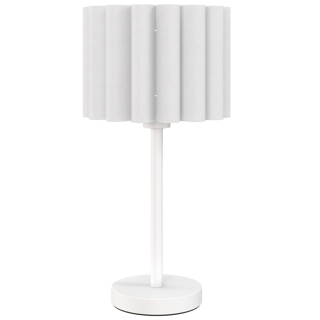 Tischlampe im Retro-Stil, Nachttischlampe, Kunststoff-Schirm, Knopfschalter, Weiß