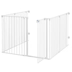 6 Panels Foldable Dog Playpen, Puppy Pen Crate with Door - White