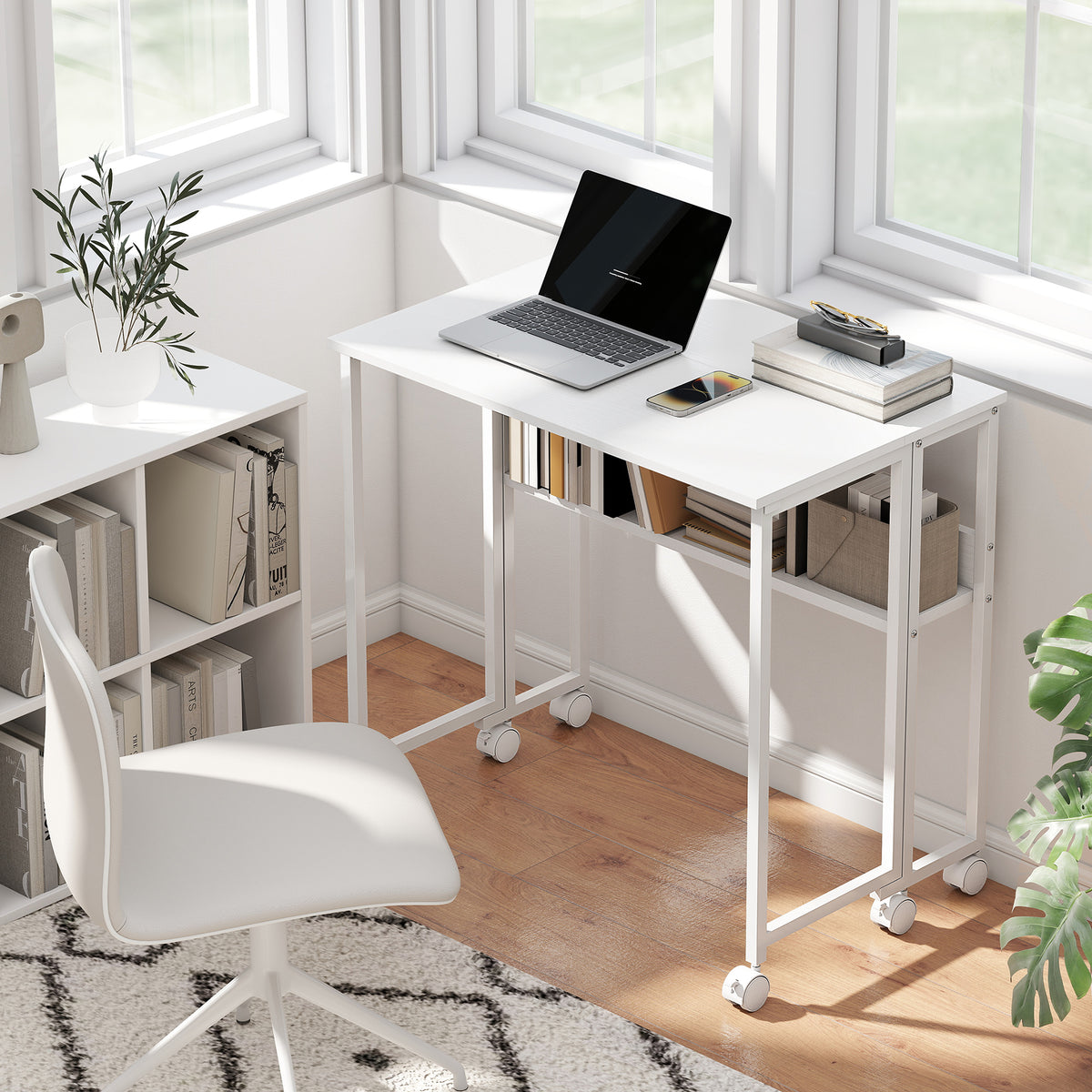 80 cm Drop Leaf Writing Work Desk - White