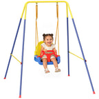 3 in 1 Toddler Swing Set, Folding Child Swing Set with Seat Belt, Adjustable Seat for Outdoor Indoor, Blue