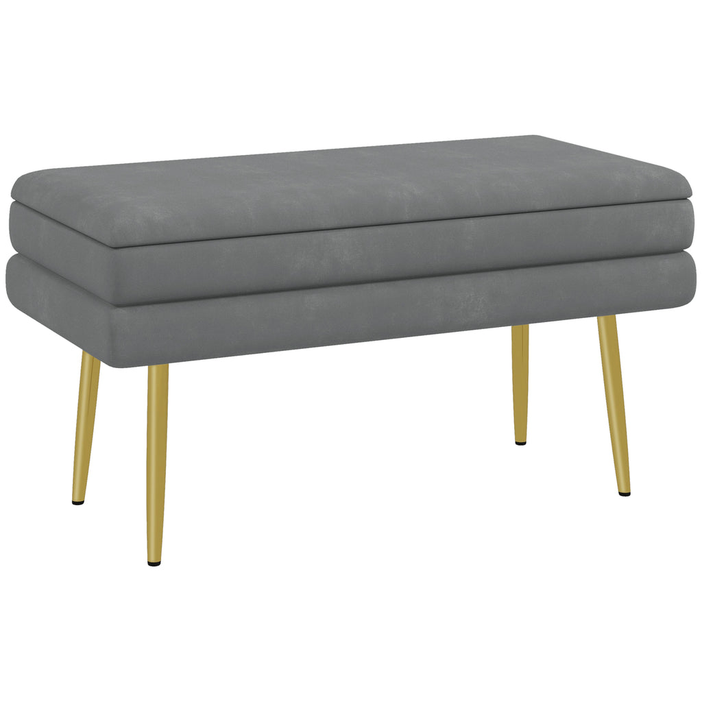 Sitzbank Polsterbank, mit Stauraum, Stahl, 79,5 cm x 37,5 cm x 43 cm, Dunkelgrau
